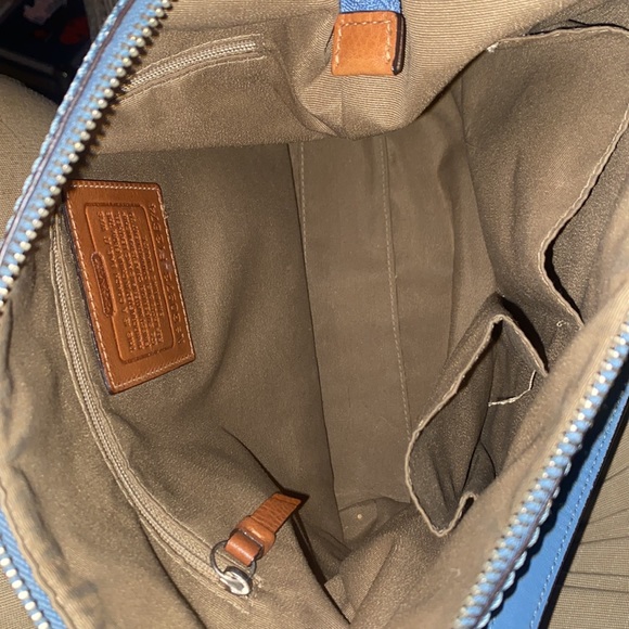 Coach Women’s Factory Blue Striped Canvas Shoulder Bag w/shoulder & hand strap - Picture 6 of 8